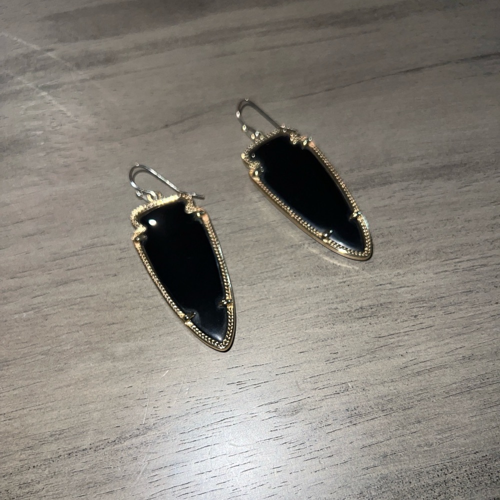 Kendra Scott Black and Gold Drop Earrings